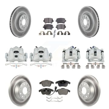 Front Rear Brake Caliper Coat Rotor & Semi-Metallic Pad Kit (10Pc) For Volkswagen Tiguan KCG-101091P