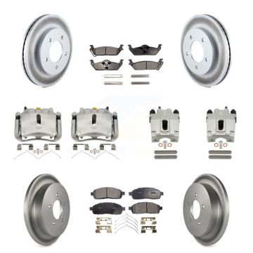Front Rear Disc Brake Caliper Coat Rotors Ceramic Pad Kit (10Pc) For 2004 Ford F-150 4WD KCG-101091T