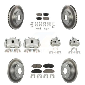 Front Rear Disc Brake Caliper Coated Rotors And Ceramic Pads Kit (10Pc) For Honda Accord KCG-101092C