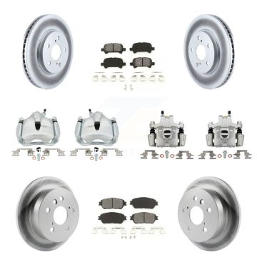 Front Rear Disc Brake Caliper Coat Rotors Semi-Metallic Pad Kit (10Pc) For Toyota Solara KCG-101092S