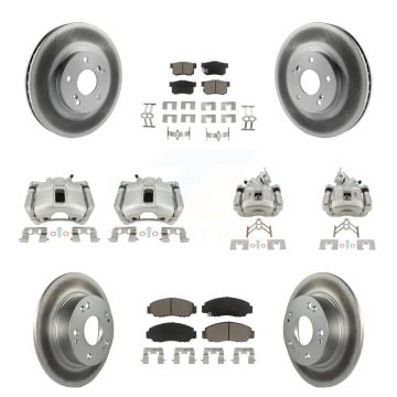 Front Rear Disc Brake Caliper Coated Rotors And Ceramic Pads Kit (10Pc) For Honda Accord KCG-101093C