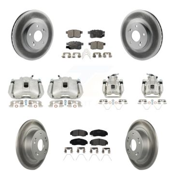 Front Rear Brake Caliper Coat Rotors Semi-Metallic Pad Kit (10Pc) For Honda Accord Acura KCG-101093P