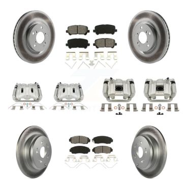 Front Rear Brake Caliper Coat Rotor Semi-Metallic Pad Kit (10Pc) For 11-14 Honda Odyssey KCG-101093S