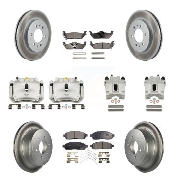 Front Rear Disc Brake Caliper Coated Rotors And Ceramic Pads Kit (10Pc) For Ford F-150 KCG-101093T