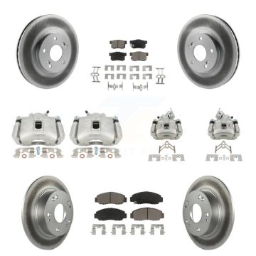 Front Rear Disc Brake Caliper Coated Rotors And Ceramic Pads Kit (10Pc) For Honda Accord KCG-101094C