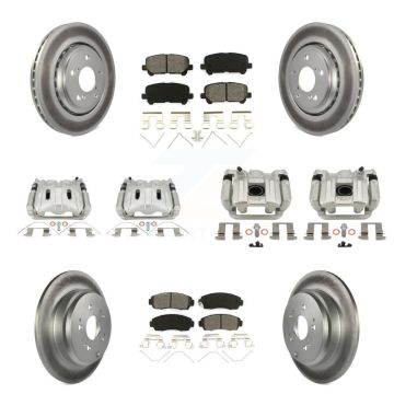 Front Rear Brake Caliper Coat Rotor Semi-Metallic Pad Kit (10Pc) For 15-17 Honda Odyssey KCG-101094S