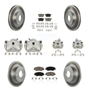 Front Rear Disc Brake Caliper Coated Rotors And Ceramic Pads Kit (10Pc) For Honda Accord KCG-101095C