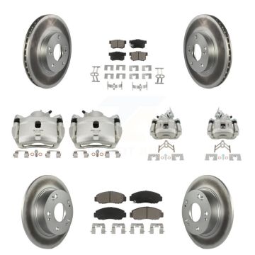 Front Rear Disc Brake Caliper Coated Rotors And Ceramic Pads Kit (10Pc) For Honda Accord KCG-101096C