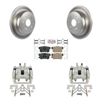 Rear Disc Brake Caliper Coated Rotors And Ceramic Pads Kit For 2005-2006 Honda CR-V KCG-101096N