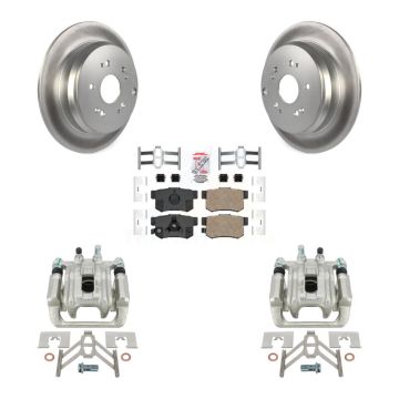 Rear Disc Brake Caliper Coated Rotors And Ceramic Pads Kit For 2005-2006 Honda CR-V KCG-101097N