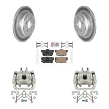Rear Disc Brake Caliper Coat Rotors Ceramic Pad Kit For 2010-2011 Honda Accord Crosstour KCG-101098N