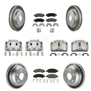 Front Rear Disc Brake Caliper Coated Rotors And Ceramic Pads Kit (10Pc) For KCG-101101C