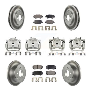Front Rear Brake Caliper Coat Rotor Semi-Metallic Pad Kit (10Pc) For 10-11 Kia Soul 2.0L KCG-101103P
