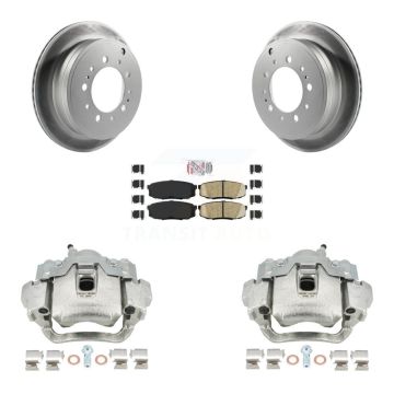 Rear Disc Brake Caliper Coat Rotor & Ceramic Pad Kit For Lexus LX570 Toyota Land Cruiser KCG-101104N
