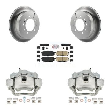 Rear Disc Brake Caliper Coat Rotor & Ceramic Pad Kit For Lexus LX570 Toyota Land Cruiser KCG-101105N