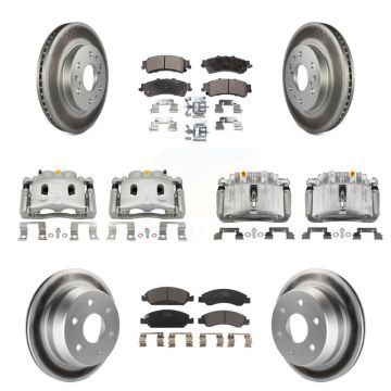Front Rear Disc Brake Caliper Coated Rotors And Ceramic Pads Kit (10Pc) For KCG-101105T