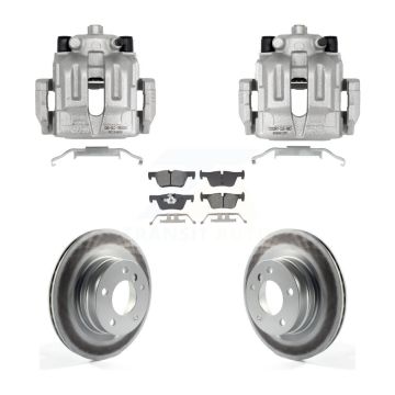 Rear Disc Brake Caliper Coated Rotors And Semi-Metallic Pads Kit For BMW 328i KCG-101106S