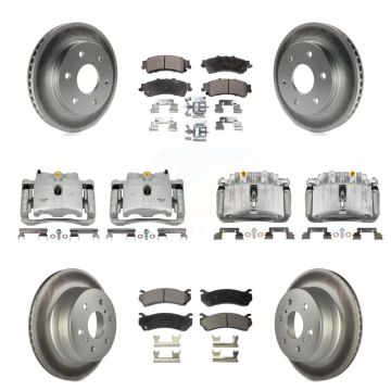 Front Rear Brake Caliper Coat Rotor & Ceramic Pad Kit (10Pc) For GMC Sierra 1500 Classic KCG-101106T