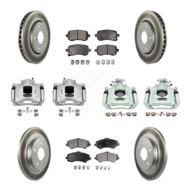 Front Rear Brake Caliper Coat Rotors Ceramic Pad Kit (10Pc) For Dodge Grand Caravan Town KCG-101107T