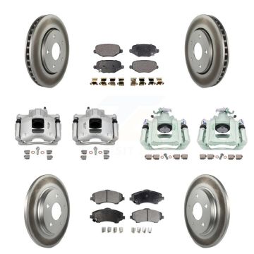 Front Rear Disc Brake Caliper Coated Rotors And Ceramic Pads Kit (10Pc) For Ram C/V KCG-101109T