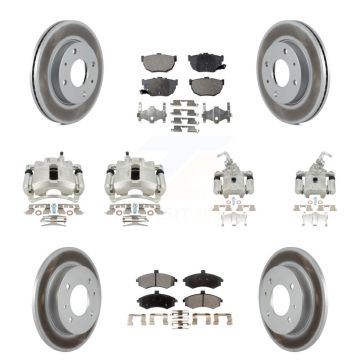 Front Rear Disc Brake Caliper Coat Rotors And Ceramic Pad Kit (10Pc) For Hyundai Elantra KCG-101110T