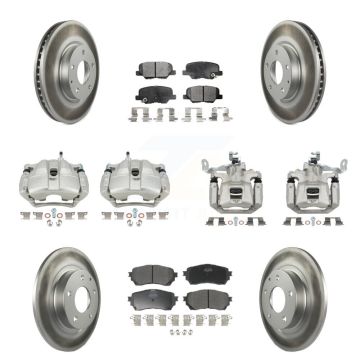 Front Rear Disc Brake Caliper Coated Rotors And Semi-Metallic Pad Kit (10Pc) For Mazda 6 KCG-101111P