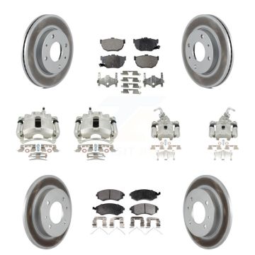 Front Rear Disc Brake Caliper Coat Rotors And Ceramic Pad Kit (10Pc) For Hyundai Elantra KCG-101111T