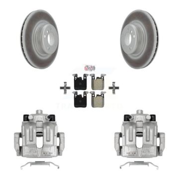 Rear Disc Brake Caliper Coated Rotors And Semi-Metallic Pads Kit For BMW 328i KCG-101112N