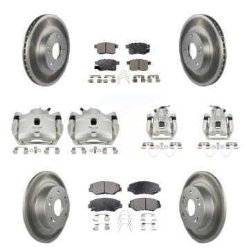 Front Rear Disc Brake Caliper Coated Rotors And Ceramic Pads Kit (10Pc) For Honda Accord KCG-101112T