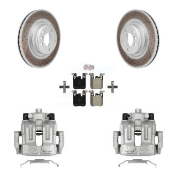 Rear Disc Brake Caliper Coated Rotors And Semi-Metallic Pads Kit For BMW 328i KCG-101113N