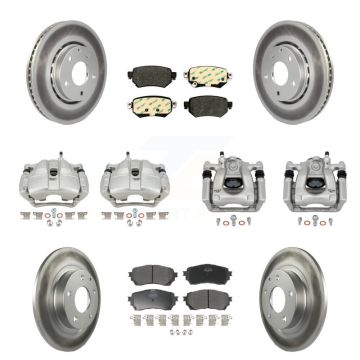 Front Rear Disc Brake Caliper Coated Rotors And Semi-Metallic Pad Kit (10Pc) For Mazda 6 KCG-101113P