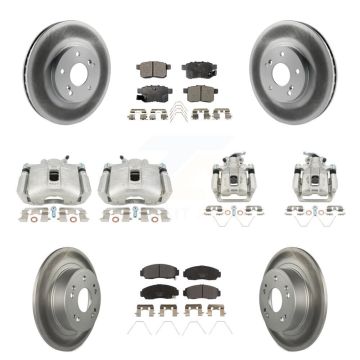 Front Rear Brake Caliper Coat Rotors & Ceramic Pad Kit (10Pc) For Honda Accord Acura TSX KCG-101113T