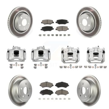 Front Rear Disc Brake Caliper Coated Rotors And Ceramic Pad Kit (10Pc) For Jeep Wrangler KCG-101114C