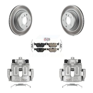 Rear Disc Brake Caliper Coated Rotors And Semi-Metallic Pads Kit For BMW 323i 328i 325i KCG-101114N
