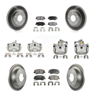 Front Rear Brake Caliper Coat Rotors Semi-Metallic Pad Kit (10Pc) For Hyundai Elantra GT KCG-101114P