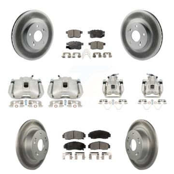 Front Rear Brake Caliper Coat Rotors & Ceramic Pad Kit (10Pc) For Honda Accord Acura TSX KCG-101114T