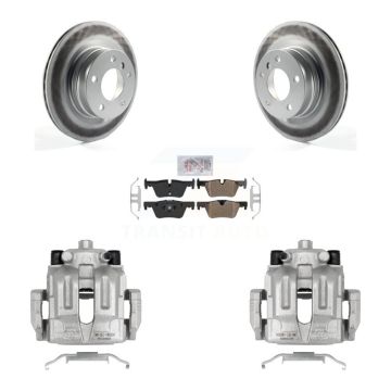 Rear Disc Brake Caliper Coated Rotors And Semi-Metallic Pads Kit For BMW 328i KCG-101115N