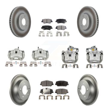 Front Rear Disc Brake Caliper Coat Rotors And Semi-Metallic Pad Kit (10Pc) For Kia Forte KCG-101115P