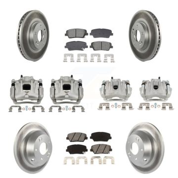 Front Rear Brake Caliper Coat Rotors & Semi-Metallic Pad Kit (10Pc) For Hyundai Santa Fe KCG-101115S