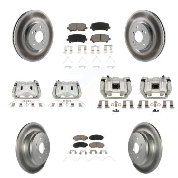 Front Rear Brake Caliper Coat Rotor & Ceramic Pad Kit (10Pc) For 2011-2014 Honda Odyssey KCG-101116C