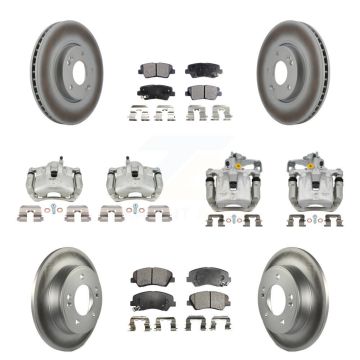 Front Rear Disc Brake Caliper Coat Rotors And Semi-Metallic Pad Kit (10Pc) For Kia Forte KCG-101116P