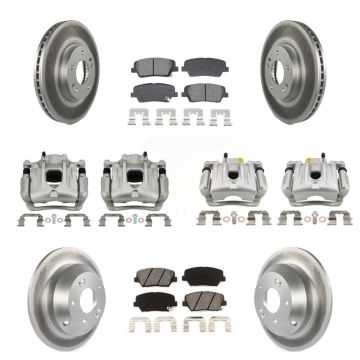 Front Rear Brake Caliper Coat Rotors & Semi-Metallic Pad Kit (10Pc) For Hyundai Santa Fe KCG-101116S
