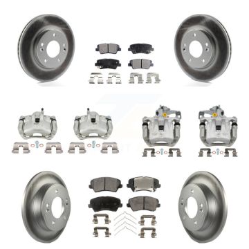 Front Rear Brake Caliper Coat Rotor & Semi-Metallic Pad Kit (10Pc) For Kia Forte Hyundai KCG-101117P