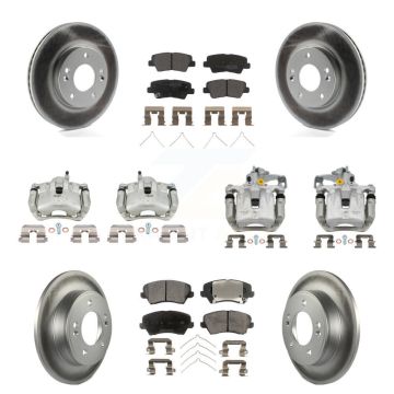 Front Rear Brake Caliper Coat Rotor Semi-Metallic Pad Kit (10Pc) For Hyundai Veloster GT KCG-101119P