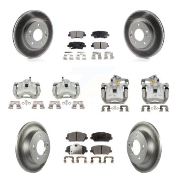Front Rear Disc Brake Caliper Coat Rotors And Semi-Metallic Pad Kit (10Pc) For Kia Forte KCG-101122P