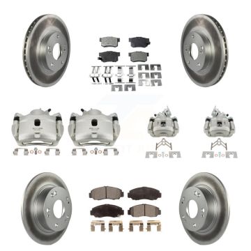 Front Rear Disc Brake Caliper Coated Rotors And Ceramic Pads Kit (10Pc) For Honda Accord KCG-101122T