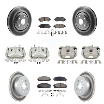 Front Rear Brake Caliper Coat Rotor & Semi-Metallic Pad Kit (10Pc) For Toyota Highlander KCG-101123P