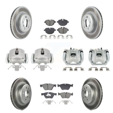 Front Rear Brake Caliper Coat Rotor And Semi-Metallic Pad Kit (10Pc) For BMW 528i xDrive KCG-101123S