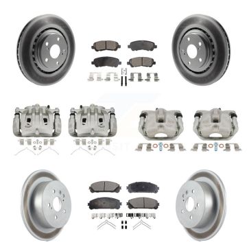 Front Rear Brake Caliper Coat Rotor & Semi-Metallic Pad Kit (10Pc) For Toyota Highlander KCG-101124P