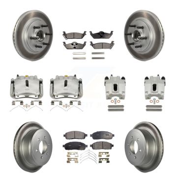 Front Rear Brake Caliper Coat Rotors Semi-Metallic Pad Kit (10Pc) For Ford F-150 Lincoln KCG-101126P